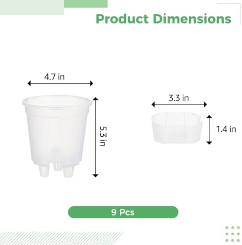 OMISTAR 9 PCS Self-Watering Pot with Reservoir, Clear Plastic Plant Pots with Air and Drainage Holes, Indoor and Outdoor Flower Planters for Home Office, Healthy Root Growth - Image 3