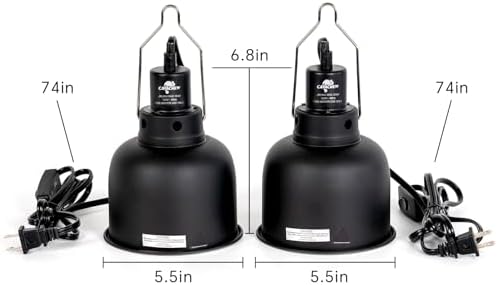 2 Pack Reptile Light Fixture, 5.5in Deep Dome Reptile Lamp Fixture, Optical Reflection Cover, Separate Switch & Hook, Terrarium Light Fixture for Reptile Heat Basking UVB Bulbs, 100W, Black - Image 6