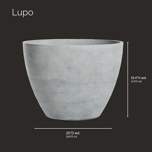 Lupo Tapered Indoor/Outdoor Planter, 20x15in Concrete Stone - Image 2