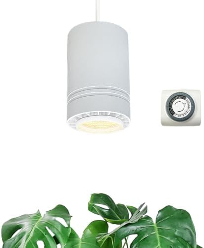 Hanging Grow Light 40W Large, Full Spectrum Warm White Color Plant Lamp, 120V Plug-in with Timer, 15FT Fabric Power Cord, Decorative Pendant Plant Light by VALIKIY