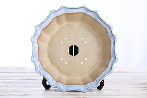 Willow Bonsai Ceramics Flower Design Bonsai Pot 10 Inch – Elegant Ceramic Bonsai & Succulent Pot, High‑Fired Frost‑Proof Stoneware with Drainage+Wiring Holes, Handmade USA (Glacier, 10inch) - Image 5