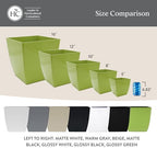 The HC Companies 12 Inch Aria Square Self Watering Planter - Plastic Plant Pot for Indoor Outdoor Plants Flowers Herbs, Matte Black - Image 6