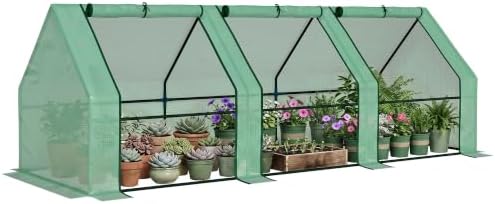 Outsunny 9' x 3' x 3' Mini Greenhouse Portable with Zippered Doors Green by Outsunny