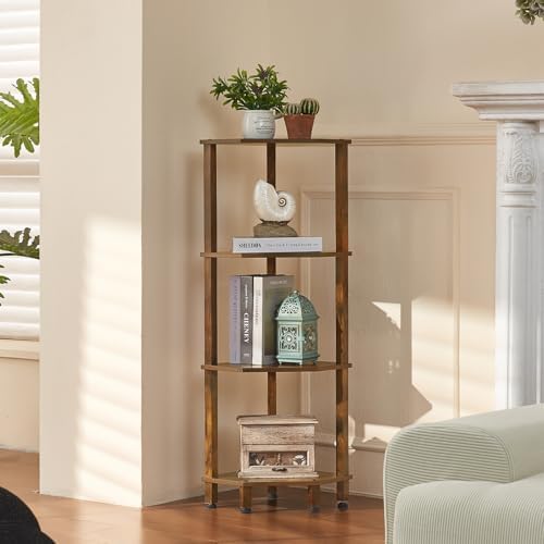 YUFAM 4-Tier Corner Shelf, Brown by YUFAM