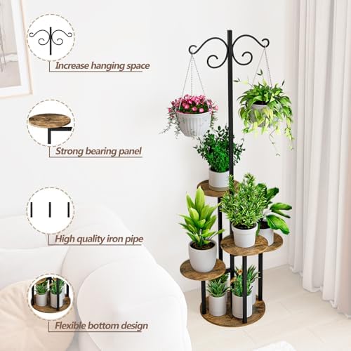 INGIORDAR Plant Stand Indoor Outdoor Corner 5 Tier Flower Shelf Black - Image 4