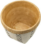 10 x 8 Set of 2 Cement Planters with V Pattern, White and Brown - Image 3