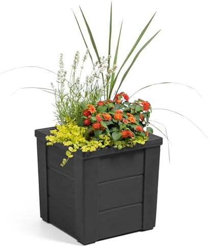 Step2 Lakewood Planter Box 2-Pack, Resin Outdoor Window Box Planters, Self-Watering, Black - Image 7
