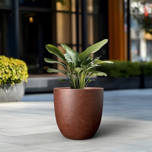 Kante Large Round Bowl Rusty Concrete Planter 18" Dia, Outdoor - Image 4