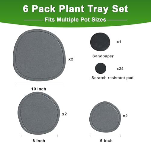 6 8 10 Inch 6 Pack Diatomite Plant Saucers for Indoors, Plant Drip Tray - Image 2