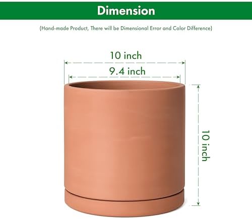 D'vine Dev 2-Pack Terracotta Plant Pots with Saucers, 10 Inch, 40-X-B-5 - Image 3