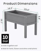 Small HDPE Raised Garden Bed, Elevated Planter Box with Legs, Outdoor All-Weather Planter Raised Beds for Seeds, Herbs, Flowers, Vegetables (Grey) - Image 2