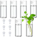 Baderke 6 Pcs Glass Wall Vase for Plants Indoor Hanging Propagation Planter Container Holder with Plastic Invisible Traceless Hangers Hydroponic Plant Succulent Garden Wedding Decor by Baderke