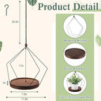 Threehoney 3 Pack Hanging Planters for Indoor Black Plant Hanger with Round Wood Base Large Indoor Hanging Plant Shelf Boho Holder Gift for Mom,housewarming (7.9 '',Rhombus) - Image 2