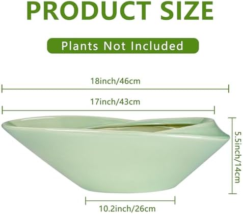Ceramic Bonsai Pot - 18 Inch Planter with Drainage Hole Large Modern Bonsai Planter Decorative Succulent Flower Plant Pot for Indoor Plants Outdoor Green - Image 2