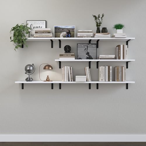 DOLLFIO Floating Wall Shelves, Decor & Storage, White, 16.5'', 8Pcs - Image 7