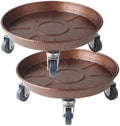 12" Heavy Duty Plant Dolly with Wheels, 200lbs Metal Rolling Plant Stand with Casters, Round Wheeled Planter Caddy Roller Base Carry Potted Tree Flower Pot for Indoor Outdoor Garden, 2 Pack, Bronze by FLRISNTIG