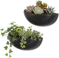MyGift Matte Black Ceramic Indoor Wall Planter, 12 Inch Semi Circle Hanging Wall Vase, Set of 2 by MyGiftHome