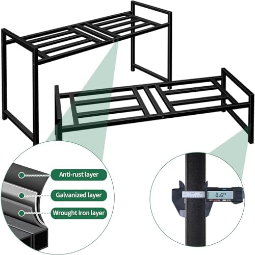 Plant Stand Indoor Outdoor, 2-Tier Stackable Wrought Iron Plant Stands - Image 5