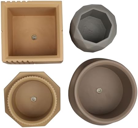 JONATHAN Y Romy Modern Minimalist Handmade Concrete Geometric Planter Set with Drainage Holes, Matte Earthy Neutral (Set of 4) (PLN1005A-4SET) - Image 6