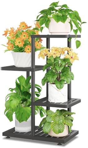 iDavosic.ly Plant Stand Indoor Outdoor, 3-Tier Tall Metal Shelf, Black by iDavosicly