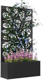 Outsunny Metal Raised Garden Bed with Trellis, Twigs and Leaves Cut-Outs by Outsunny