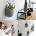 Kazai. Wall Planters -Ellie- | Hanging Ceramic Plant Pots 3 Pieces | Wall Decoration for Indoors, Balcony and Garden | Gray (Matte) - Image 3