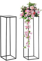 Nuptio Metal Black Vase, 2 Pcs 39.4 inch Tall, Elegant Cylinder & Square Vase for Wedding Centerpieces, Home Party Decorations by Nuptio