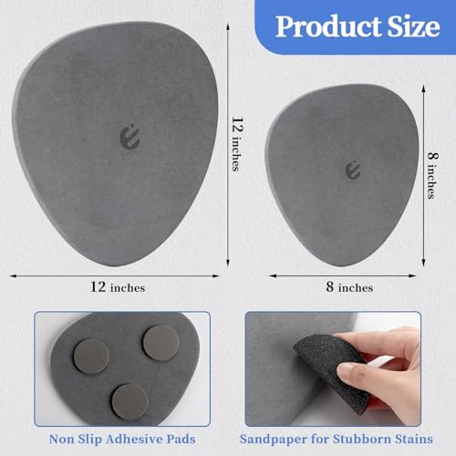 Elfcool Quick Dry Absorbent Flower Pot Saucer Dirp Tray Diatomaceous Earth Mat for Indoor Outdoor Plants (12''-Dark Grey-2pack) - Image 3