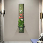 3D Sandstone Wall Art 47"x8" with Vase and Shelf, Rose Print - Image 6