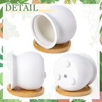 Remerry 18 Pcs 3.5 Inch Mini DIY Ceramic Succulent Pots with Bamboo Tray - Image 5