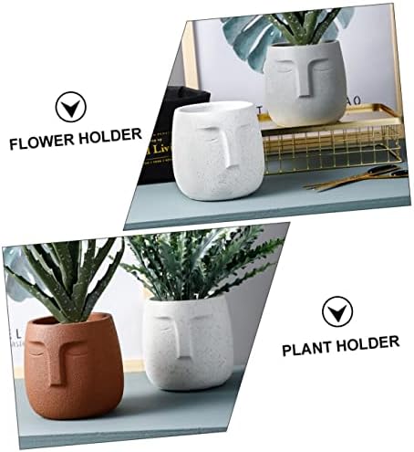 Abstract Face Flower Pot with Hole, Ceramic Planter for Plants - Image 3