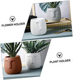 Abstract Face Flower Pot with Hole, Ceramic Planter for Plants - Image 3