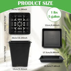 BTPLASTIK Plant Pots 10 Inch Set of 5, Large Square Plastic Planter with Drainage & Saucer, 5 Gallon Thick Outdoor Garden Pots Container for Outdoor Indoor, Flower Pots Planters - Image 4