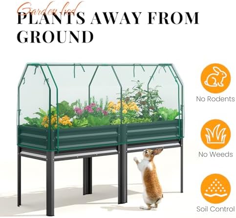 King Bird Large Raised Garden Bed with Legs & Cover & Netting 72×23×55 in - Image 4