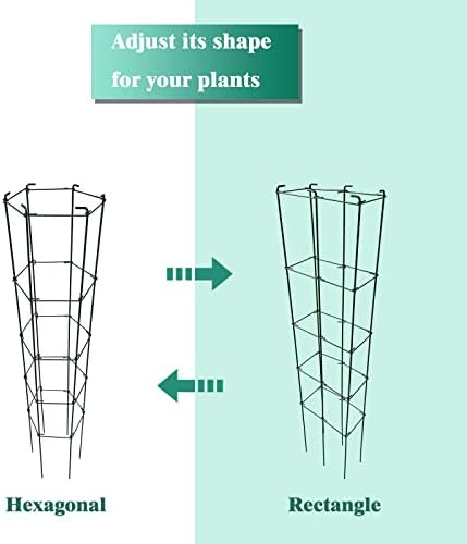 46 Inch Height 3PCS PVC Green Hexagon Folding Tomato Cage,Climbing Plant Support Tower Vegetable Stake Trellis - Image 3