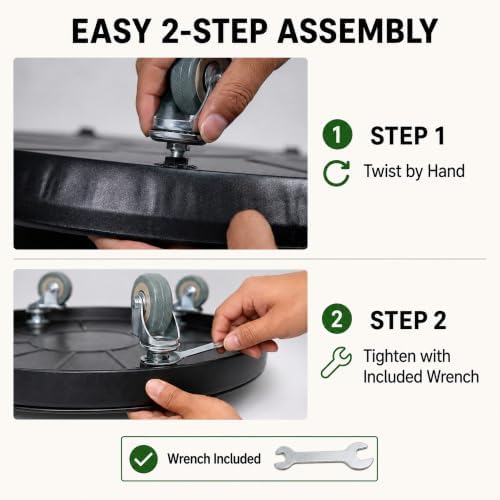 20" 2-Pack Heavy Duty Plant Caddy with Wheels, BotaGlide Series 16-20 Inch Metal Rolling Plant Stand, 400-480 lbs Capacity, Pedal Brake, M10 Reinforced Rubber Casters, Easy Assembly, Indoor Outdoor Use - Image 5