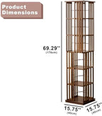 SOBIBO Bamboo Rotating Bookshelf Tower, 360° Spinning Bookcase, 6-Tier Narrow Floor Standing Storage Rack for Corner, Office, Room (Walnut) - Image 3