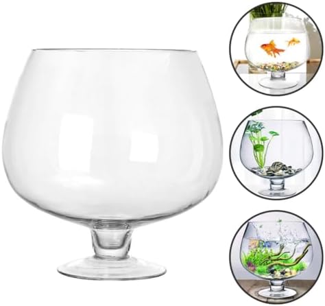 POPETPOP Bowl Glass Vase Clear Bubble Bowl Goblet Shaped Plant Terrarium Goldfish Bowl for Home Office Tabletop Decor, 21.00X21.00X21.00CM, Transparent - Image 7