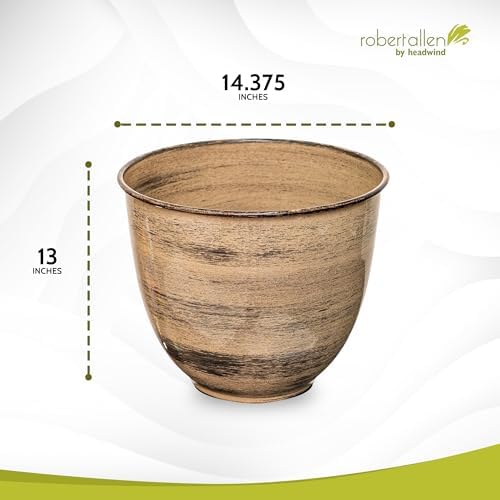 Headwind Glazed Ironstone Hamilton Collection Decorative Plant Pot – 14" Sandstone Beige Pot – Lightweight & Durable with Drainage Flower Pots for Indoor Plants & Outdoor Planter Use by Robert Allen - Image 2