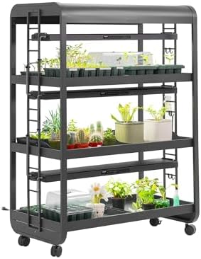 Vego garden 3 Tier Rolling Metal Corner Plant Stand Indoor Pearl White Matte Black by Unknown
