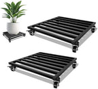 Plant Caddy with Wheels 16'' 2 Pack Metal Rolling Plant Stand Plant Dolly with Lockable Casters Aluminium Heavy Duty Pot Mover Rollers Indoor Outdoor Planter Trolley Holds up 440 Lbs Planter Black by Fsehyue