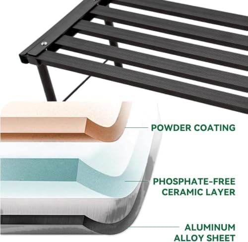 Metal Plant Stand, Rust-proof Aluminum Flower Pot Stand, Heavy Duty Planter Display Shelving for Patio Balcony Garden Living Room Decorative (Black, 23.6 Inch) - Image 4