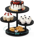 ELITEROO 4 Tier Round Cupcake Stand, Wooden Cup Cake Tower with Tiered Cookie Serving Tray, 360°Rotatable Cake Stand for Dessert Table Display for Wedding Birthday Halloween Tea Party, Black by ELITEROO