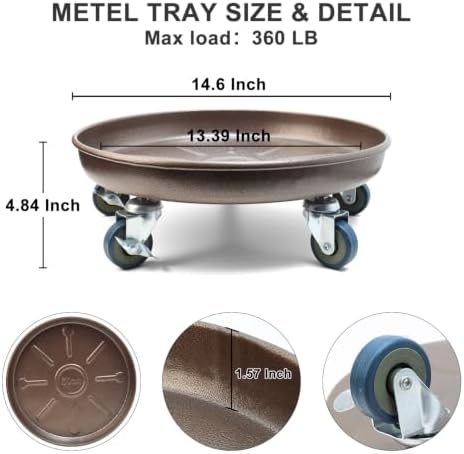 2 Pack 14.6 Inch Metal Plant Caddy, Copper - Image 3