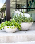 Gardenuity Resin Flower Pots and Garden Planters - Natural Concrete Stone Look, Indoor Plant Pots or Outdoor Planter, Very Light, Large & Small (Large) by Gardenuity