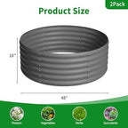 DDK Galvanized Raised Garden Bed, Round Outdoor Planter Bed, 4x4x1.5ft Metal Planter Box for Gardening and Planting,2Pack,DG - Image 3