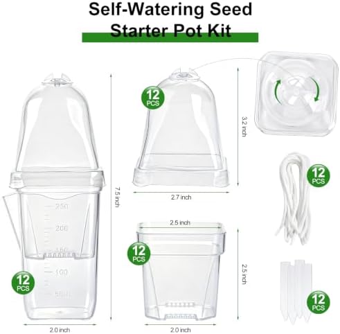 12 Pcs Self Watering Pots with Humidity Dome for Indoor Plants - Small Clear Propagation Cups, Plastic Tissue Culture Acclimation Kit for African Violet, Succulent, Alocasia, Hoya （Clear） - Image 2