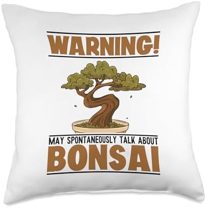 Bonsai Tree Plant Tools Care Kit Set Gifts Ideas May Spontaneously Talk Penjing Bonsai Throw Pillow, 18x18, Multicolor by Unknown