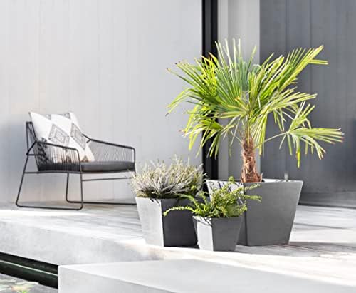 Ecopots Rotterdam Square Flower Planter, Grey, 15.75" - Image 4