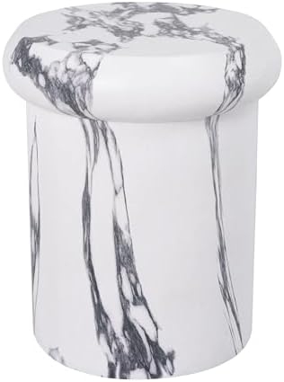 Christopher Knight Home 18.11 Inch Sculptural MGO Side Table Modern Round End Table Faux Travertine Indoor Outdoor Pedestal Accent Table, White Marble Finish - Image 5